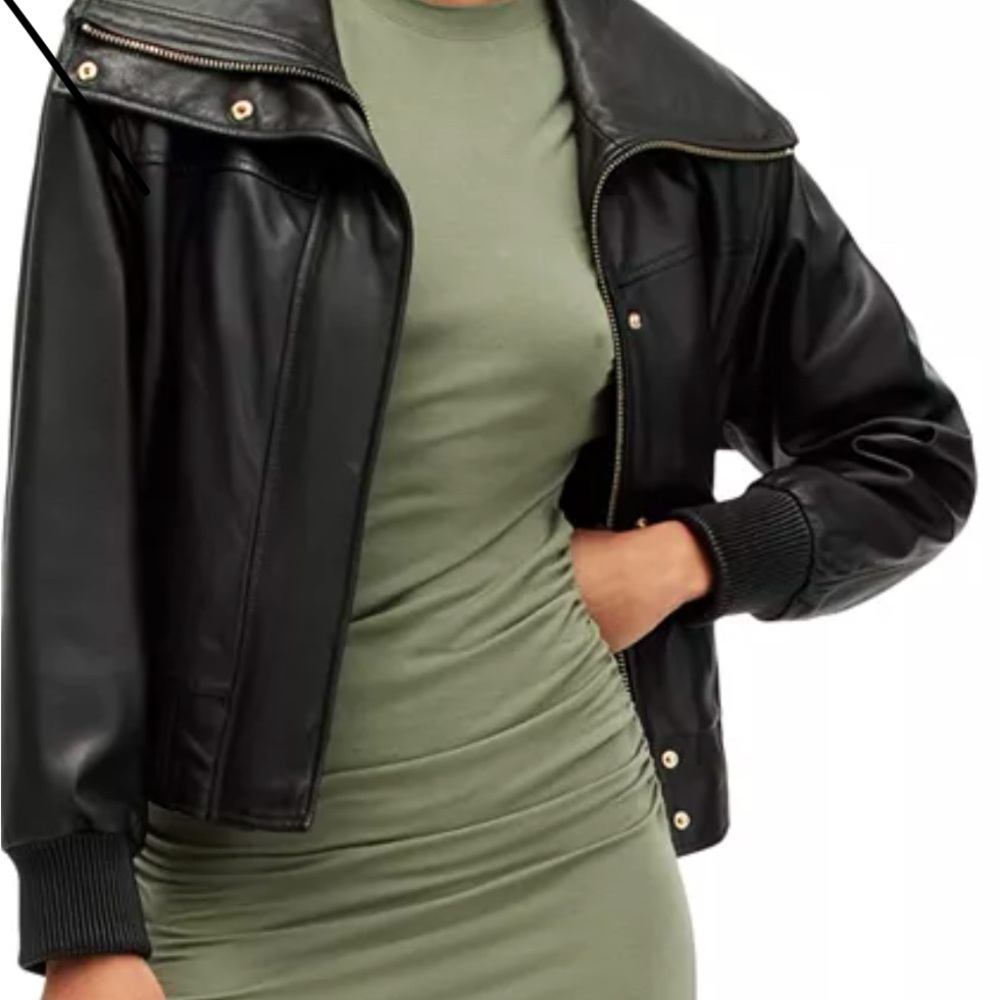 ALLSAINTS Etta Regular Fit Leather Jacket UK 6 US 2 NWT - Picture 5 of 15